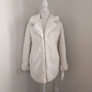 CoffeeShop White Teddy Jacket - NWT - M
